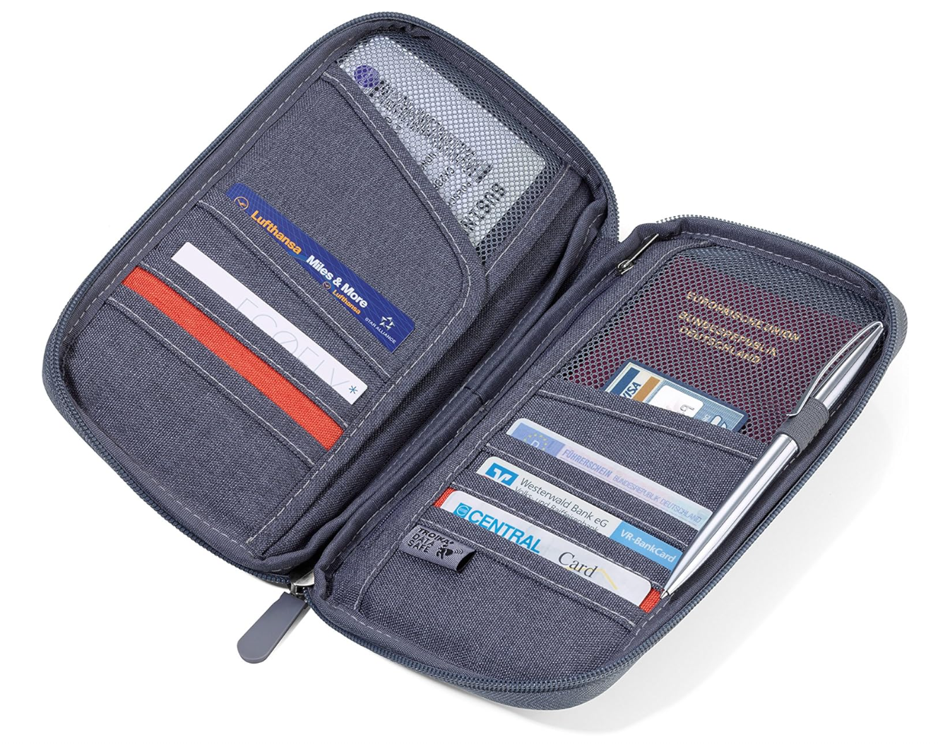 Portadocumenti da viaggio/carte di credito/passaporto Grigio