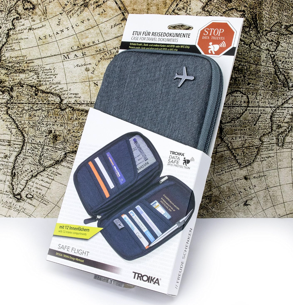 Portadocumenti da viaggio/carte di credito/passaporto Grigio