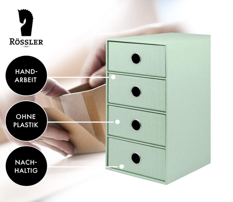 Box archivio 4 cassetti SOHO 175x310x250 Menta/mint