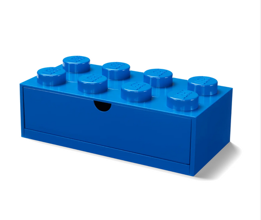 Cassetto da scrivania impilabile con 8 manopole, Blu, grande