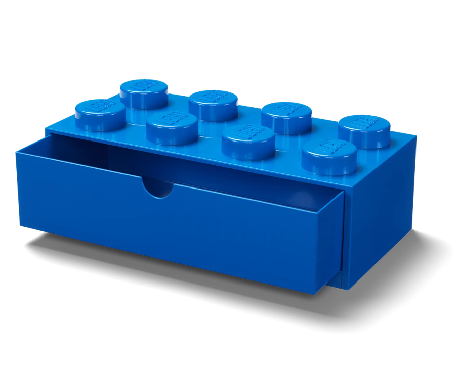 Cassetto da scrivania impilabile con 8 manopole, Blu, grande