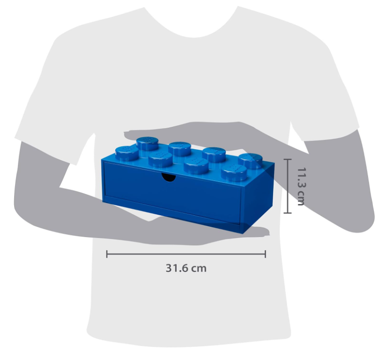 Cassetto da scrivania impilabile con 8 manopole, Blu, grande