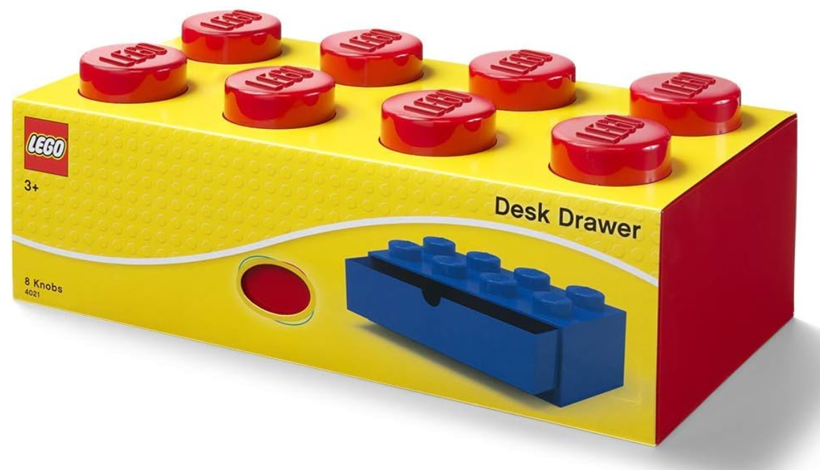 Cassetto da scrivania impilabile con 8 manopole, Rosso, grande