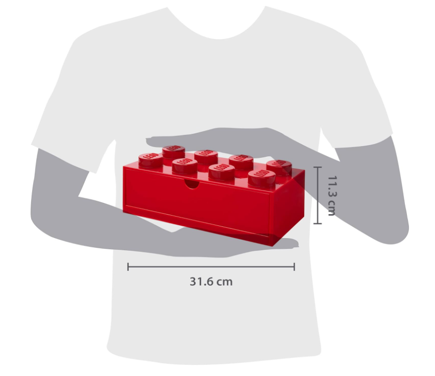 Cassetto da scrivania impilabile con 8 manopole, Rosso, grande