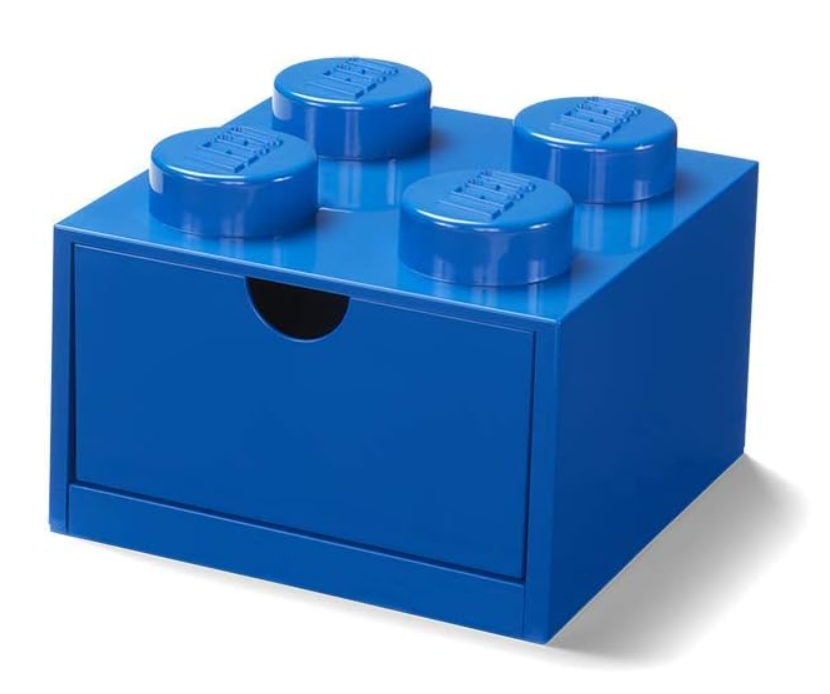 Cassetto da scrivania con 4 pomelli, impilabile, piccolo, BLU