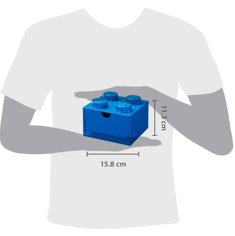 Cassetto da scrivania con 4 pomelli, impilabile, piccolo, BLU