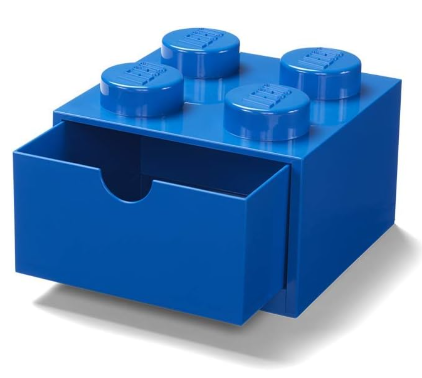 Cassetto da scrivania con 4 pomelli, impilabile, piccolo, BLU