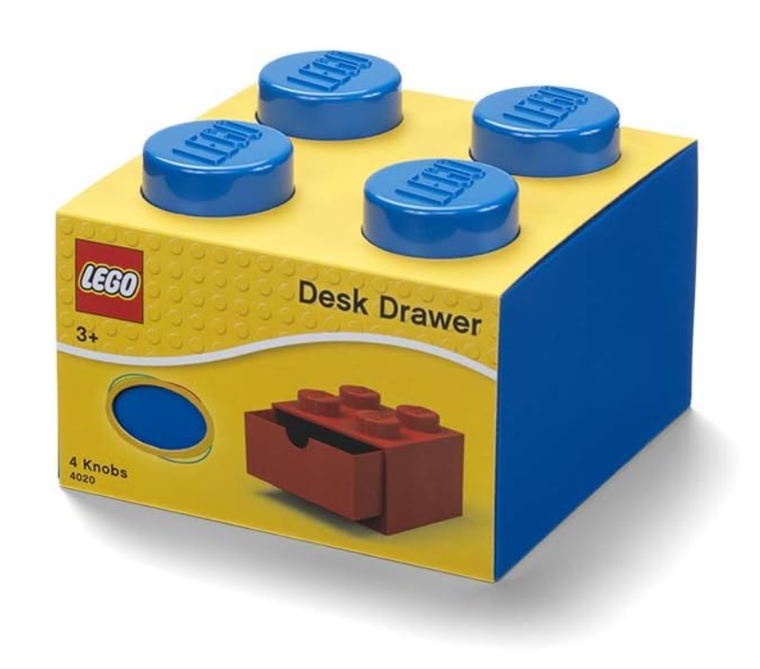 Cassetto da scrivania con 4 pomelli, impilabile, piccolo, BLU