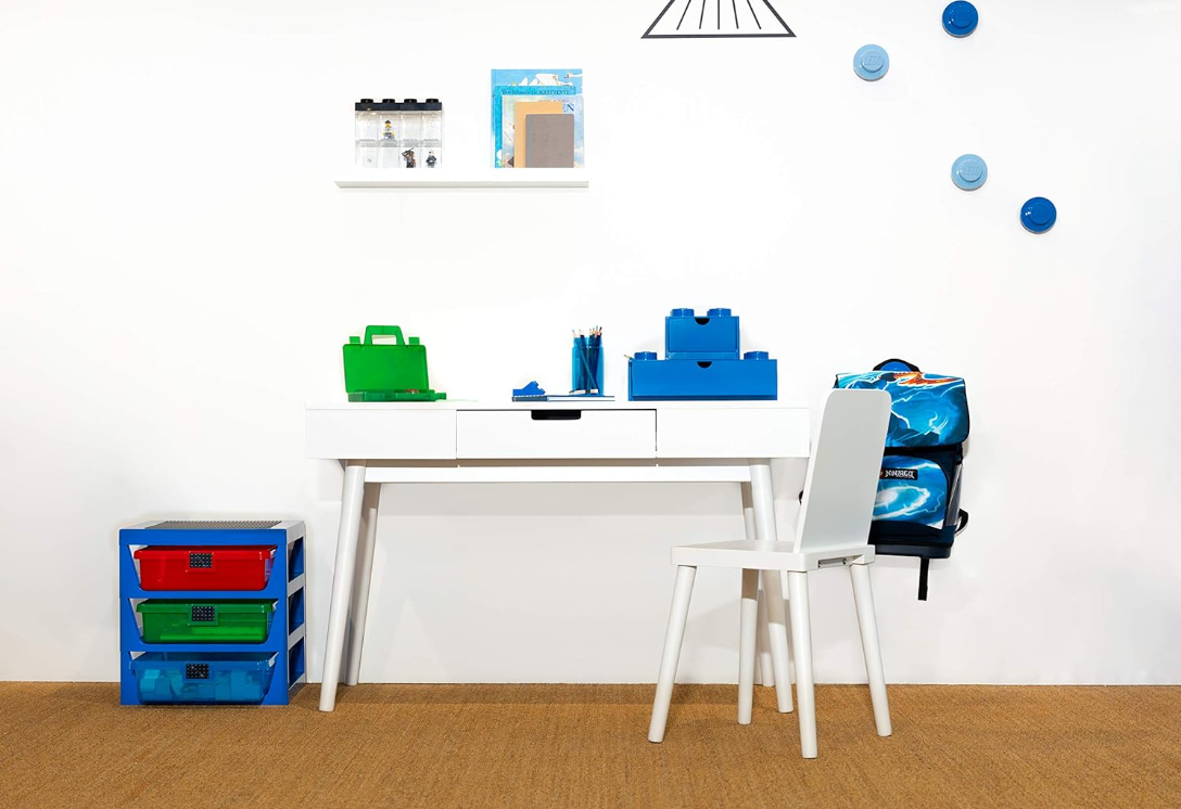 Cassetto da scrivania con 4 pomelli, impilabile, piccolo, BLU