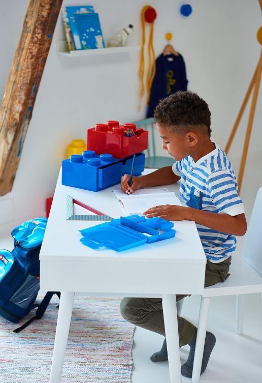 Cassetto da scrivania con 4 pomelli, impilabile, piccolo, ROSSO