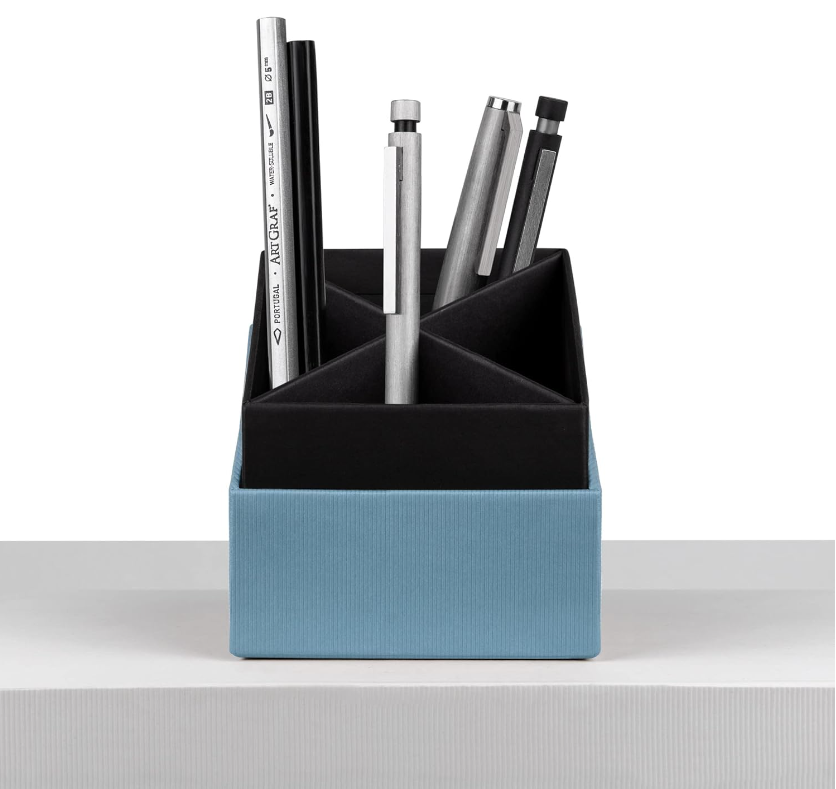 Cubo portapenne SOHO 86x86x100mm denim blu