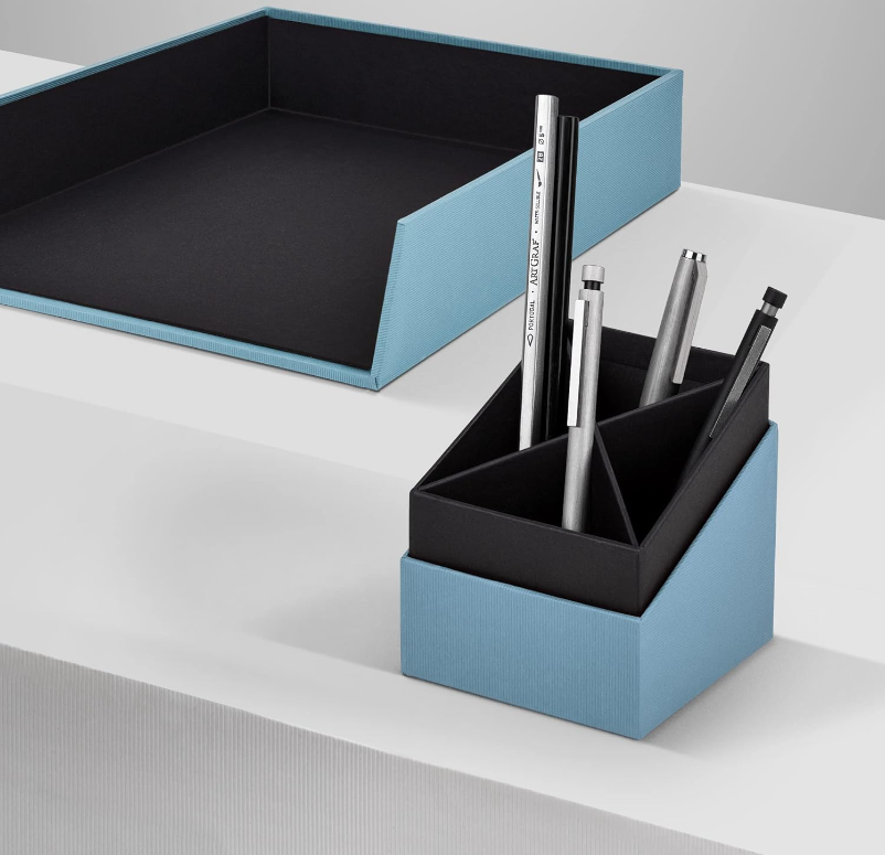 Cubo portapenne SOHO 86x86x100mm denim blu