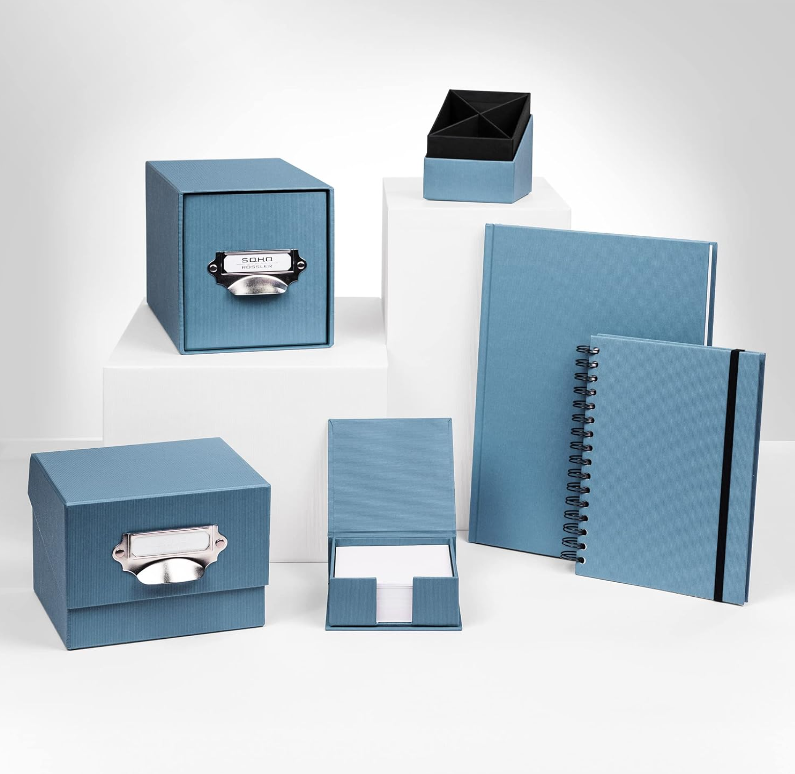 Cubo portapenne SOHO 86x86x100mm denim blu