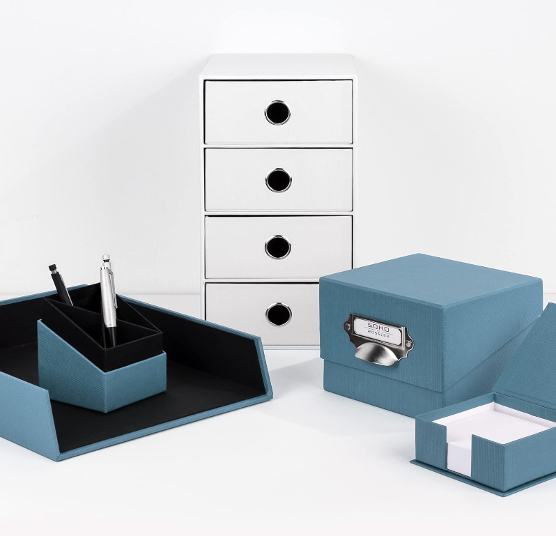 Cubo portapenne SOHO 86x86x100mm denim blu