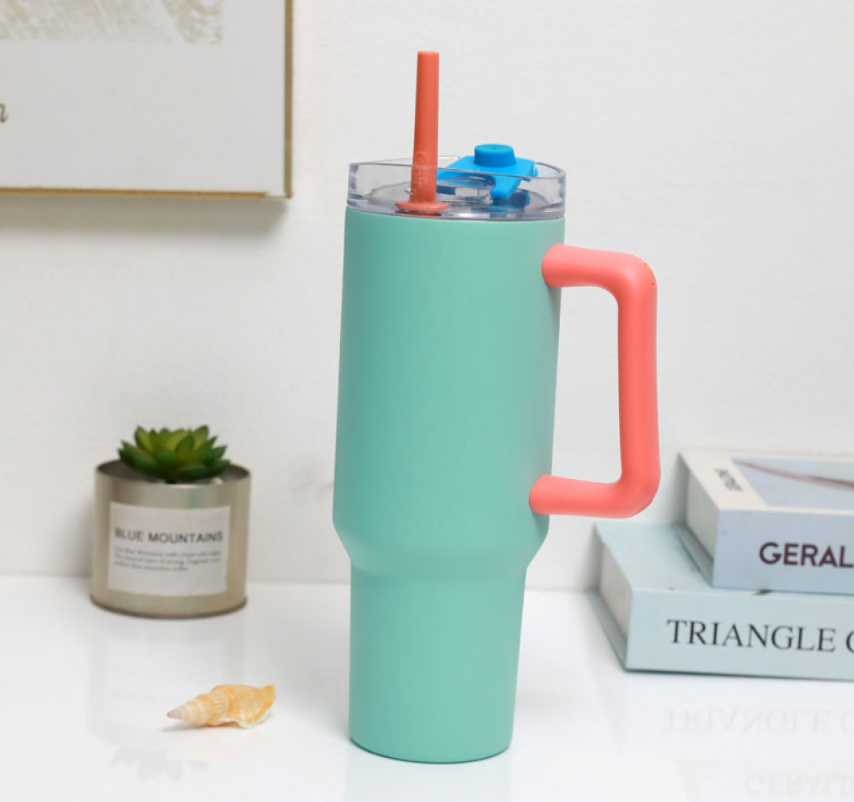 Borraccia Termica con manico Travel Mug 1200 ml Verde acqua