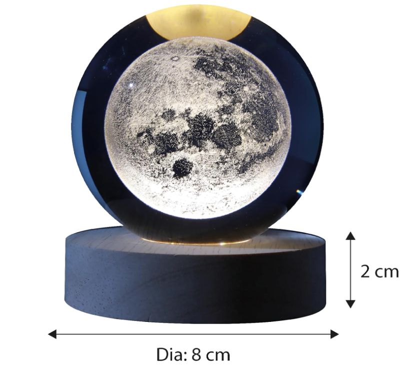 Sfera di vetro 3D con Led RGB Multicolore cavo USB a tema LUNA