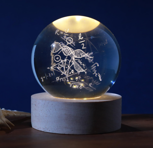 Sfera di vetro 3D con Led RGB Multicolore USB a tema MATEMATICA