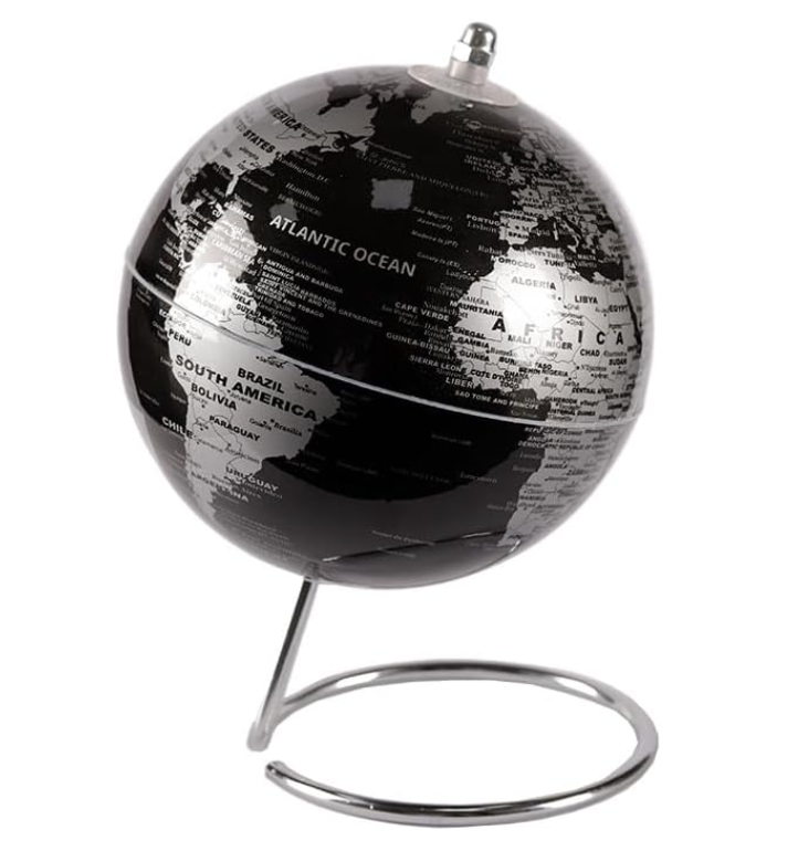 Mappamondo nero e argento