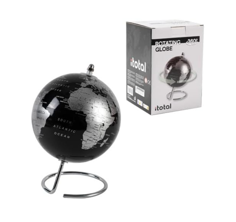 Mappamondo nero e argento