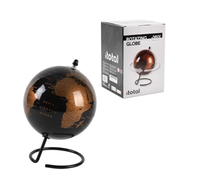 Mappamondo nero e oro rosa