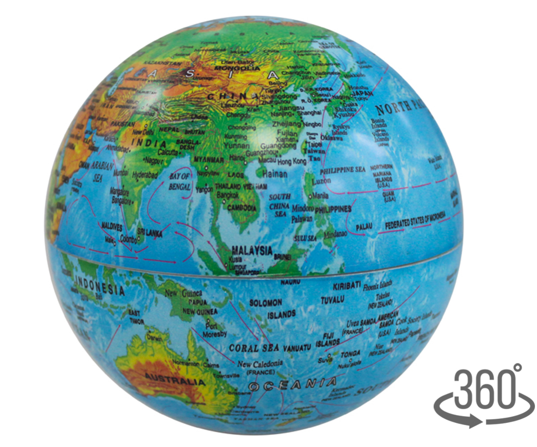 Mappamondo rotante cartina fisica