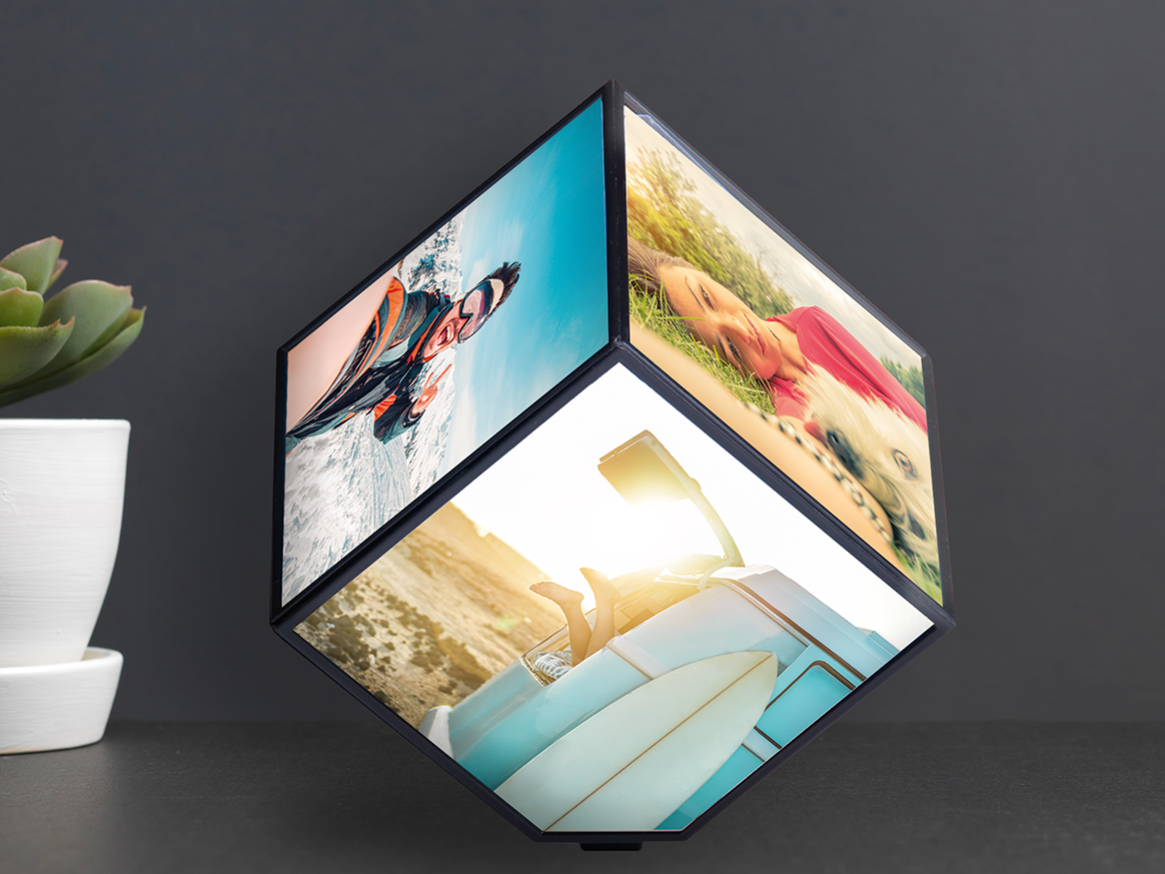 Portafoto a cubo Rotante 360°