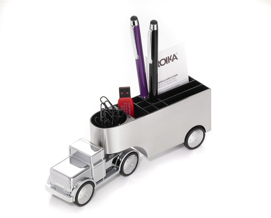 Organizer da scrivania in acciaio a forma di Camion Rimorchio