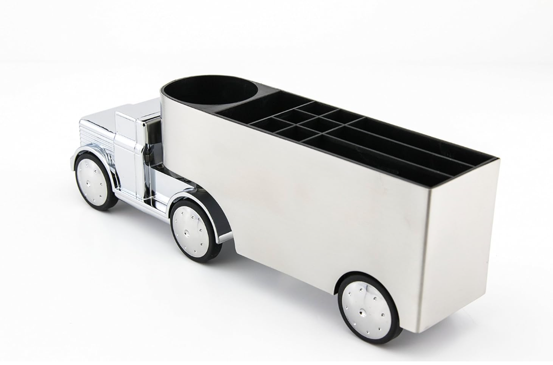 Organizer da scrivania in acciaio a forma di Camion Rimorchio
