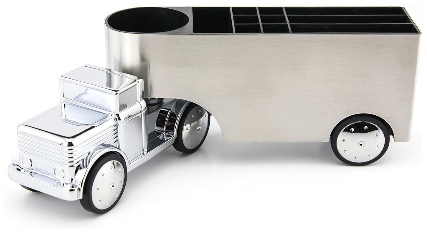 Organizer da scrivania in acciaio a forma di Camion Rimorchio