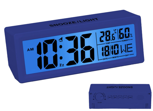 Sveglia, orologio, calendario, termometro Blu