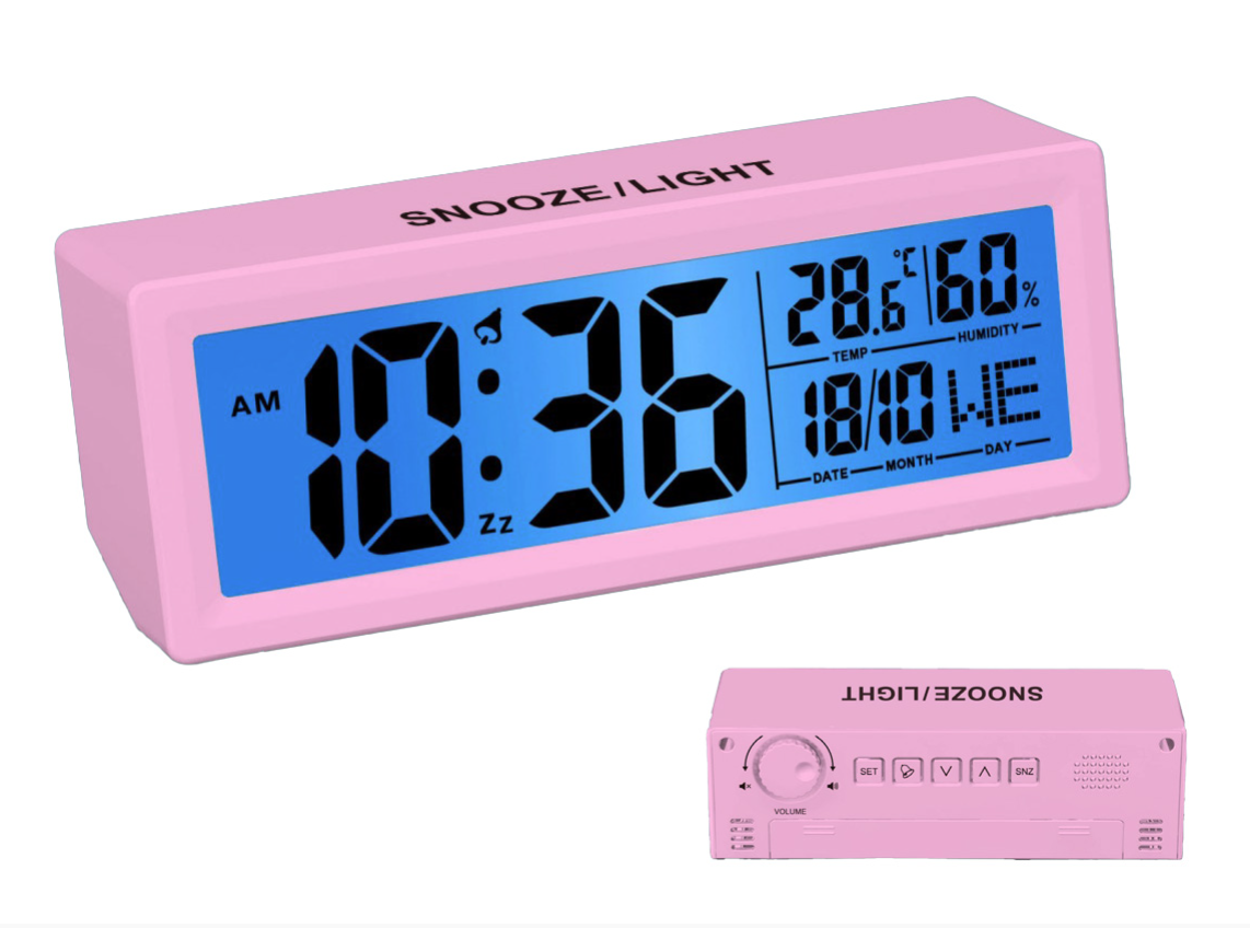 Sveglia, orologio, calendario, termometro Rosa