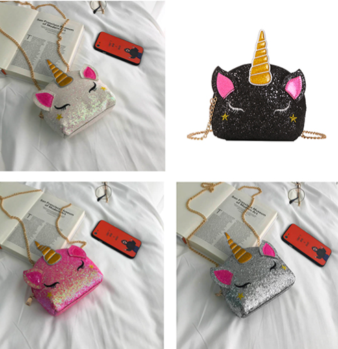 Pochette con tracolla Unicorno Nera