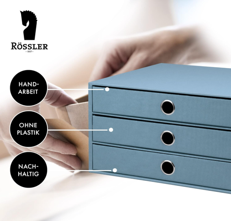 Scatola a 3 cassetti SOHO A4 Denim Blu