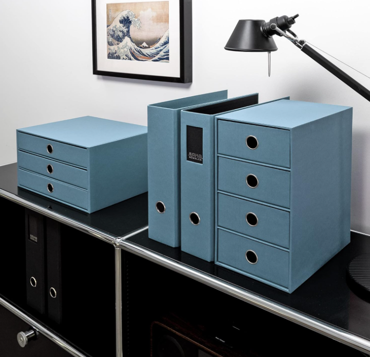 Scatola a 3 cassetti SOHO A4 Denim Blu