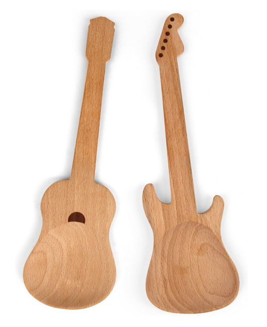 Set 2 Cucchiai in Legno Chitarra Rock