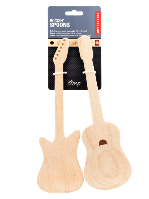 Set 2 Cucchiai in Legno Chitarra Rock