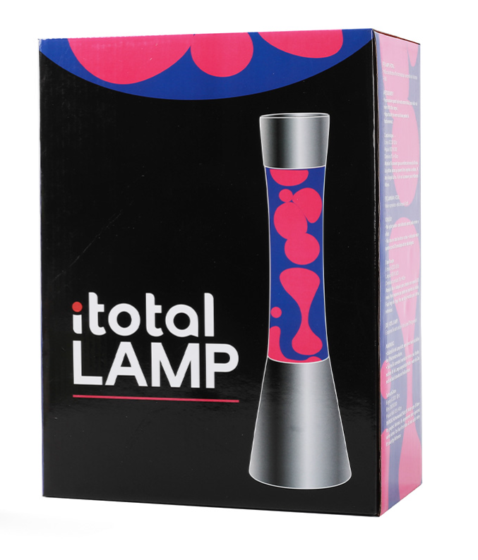 Lampada Lava 40cm base cromata, liquido Viola e cera Rosa