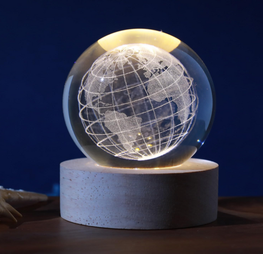 Sfera di vetro 3D con Led RGB Multicolore cavo USB a tema MONDO
