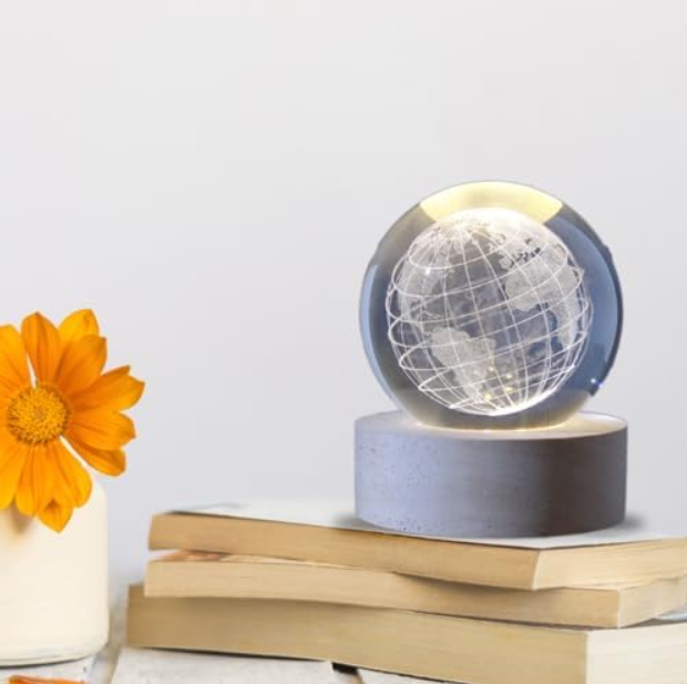 Sfera di vetro 3D con Led RGB Multicolore cavo USB a tema MONDO