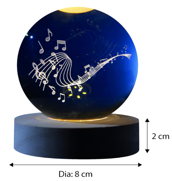 Sfera di vetro 3D con Led RGB Multicolore cavo USB a tema MUSIC