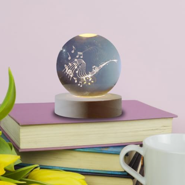 Sfera di vetro 3D con Led RGB Multicolore cavo USB a tema MUSIC