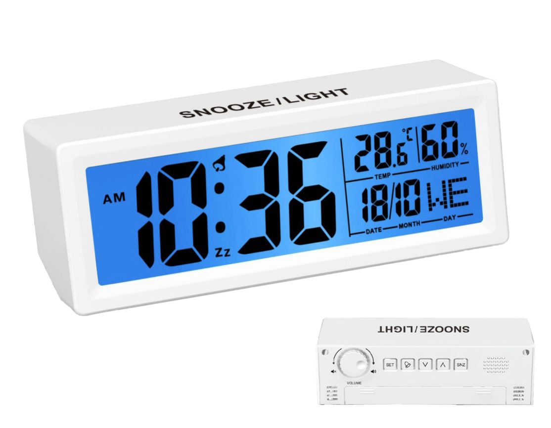 Sveglia, orologio, calendario, termometro Bianca