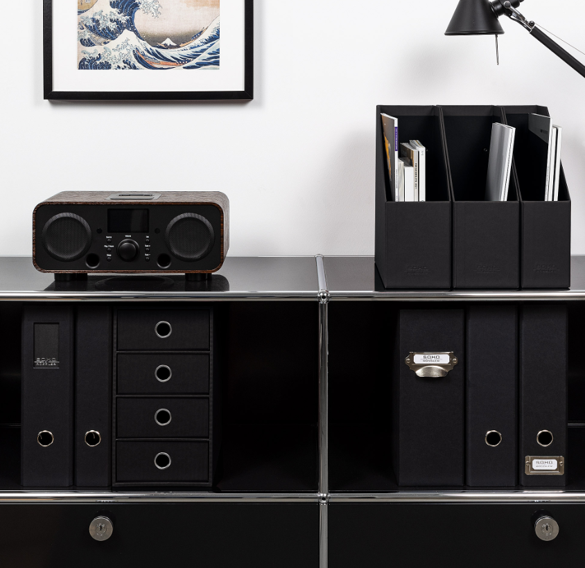 Porta rivista SOHO largo 11cm con manico Nero