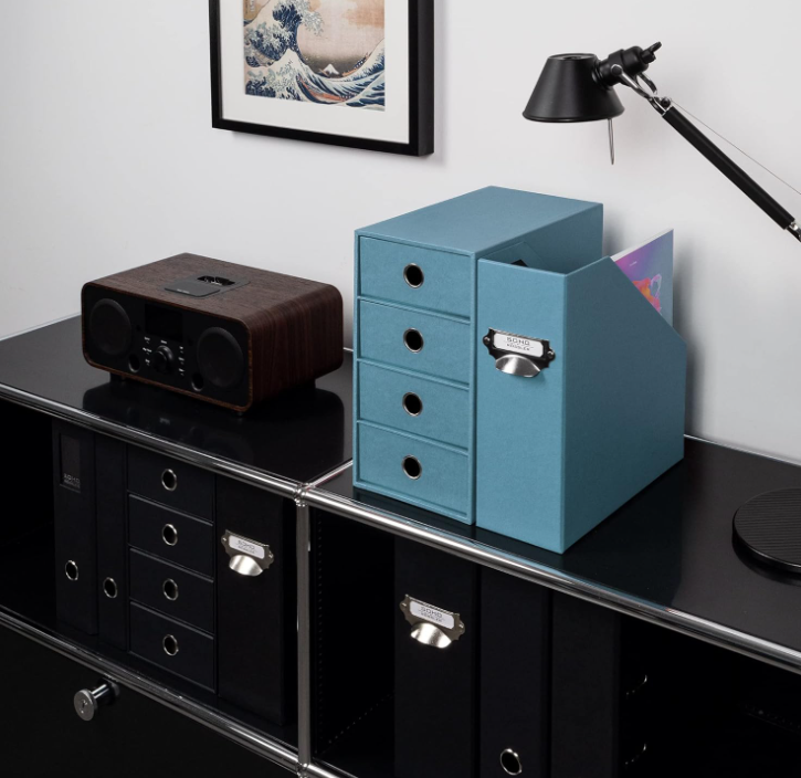 Porta rivista SOHO largo 11cm con manico Denim Blu