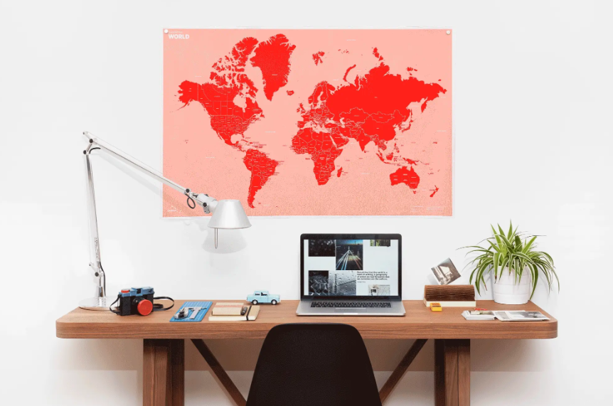 Mappa del Mondo Pieghevole Crumpled World Con Nomi Paesi