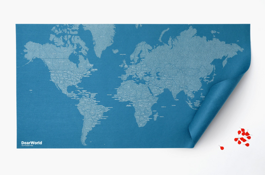 Mappa da parete DearWorld with country names Standard Blue