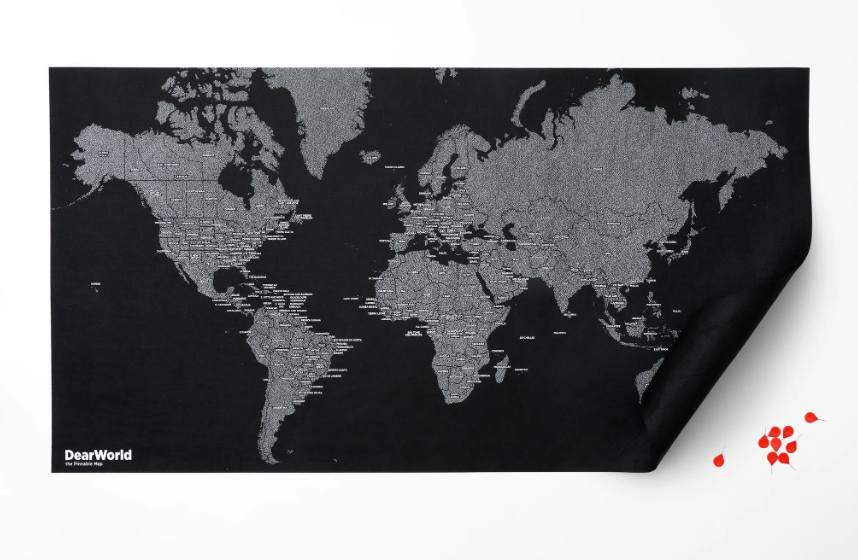 Mappa da parete DearWorld with country names Mini Black