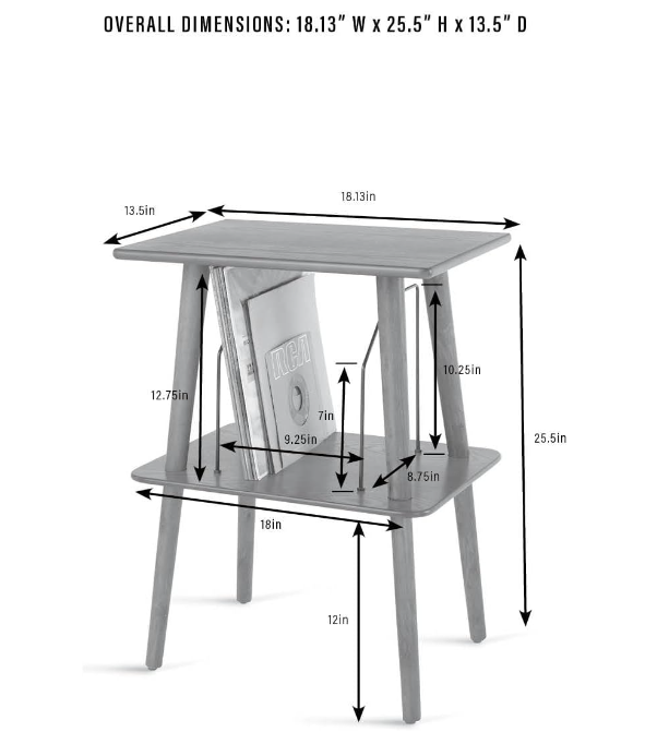 Mobiletto per Giradischi Legno Manchester Paprika
