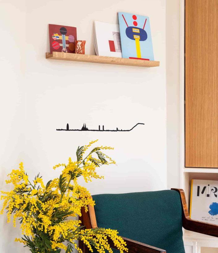 Skyline Barcellona Profilo in Acciaio Nero 50cm