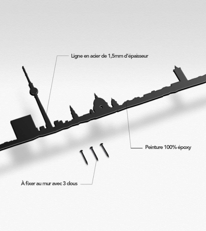 Skyline Berlino Profilo in Acciaio Nero 50cm